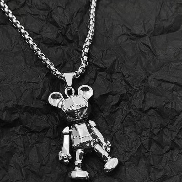 NEW! Robot Metal Bear W/ Moveable Limbs Necklace - AWESOME Unisex GIFT - Picture 3 of 7